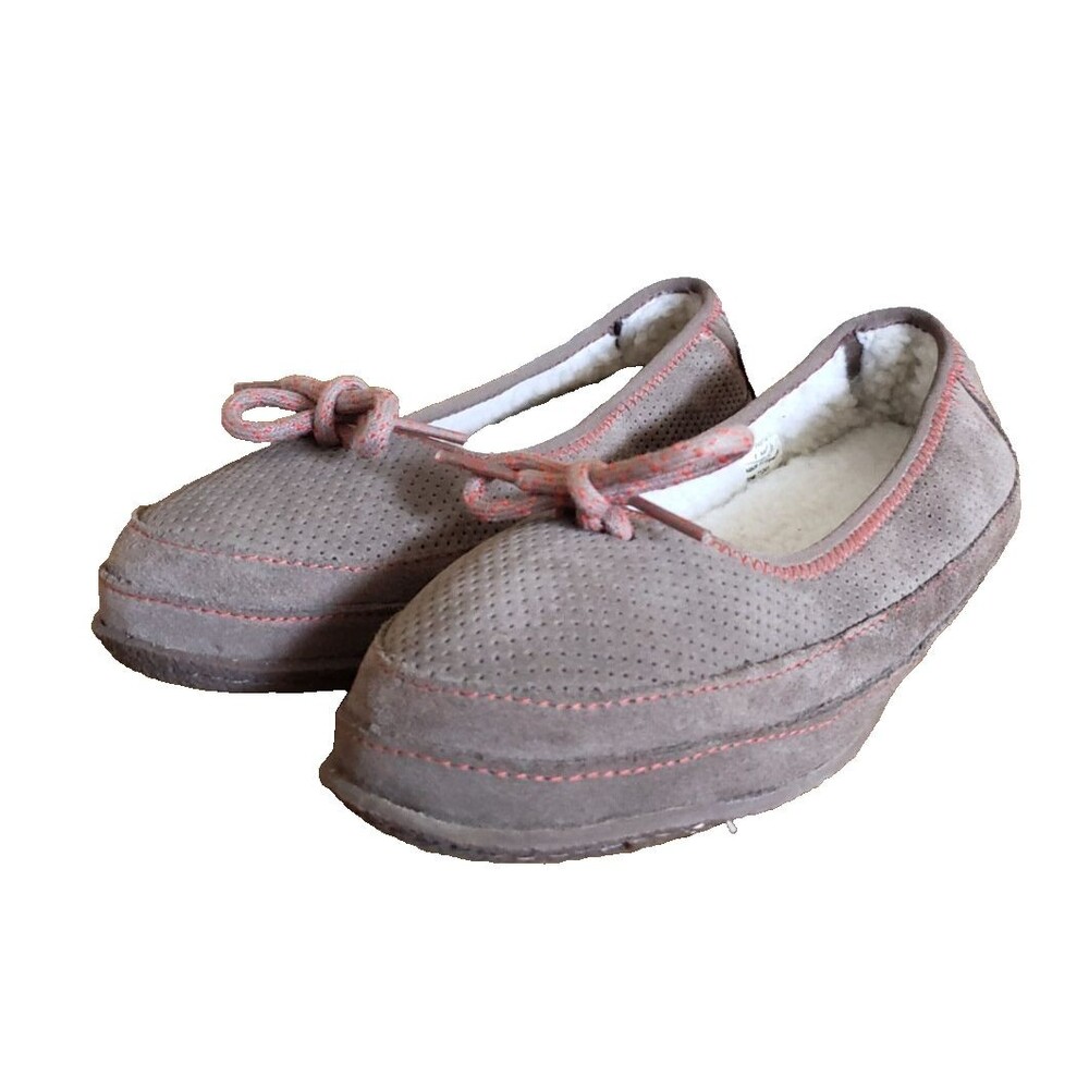 L.L. Bean Hearthside Women's Slippers Suede Brown Shearling‎ Cozy Lining Size 6